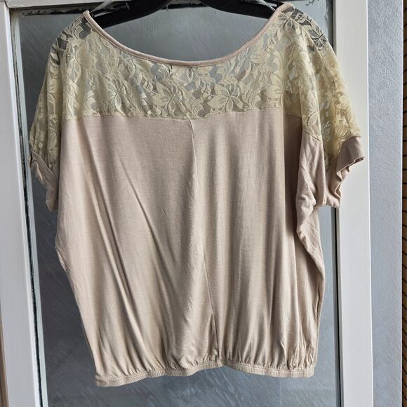 Daytrip EUC tiger animal print elastic hem top short sleeve Large gold metallic - Picture 3 of 13